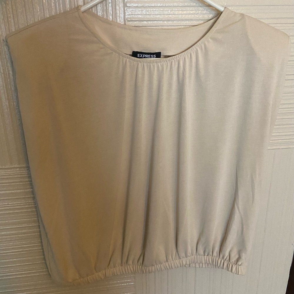 Beige Express top with shoulder pads - Size Medium